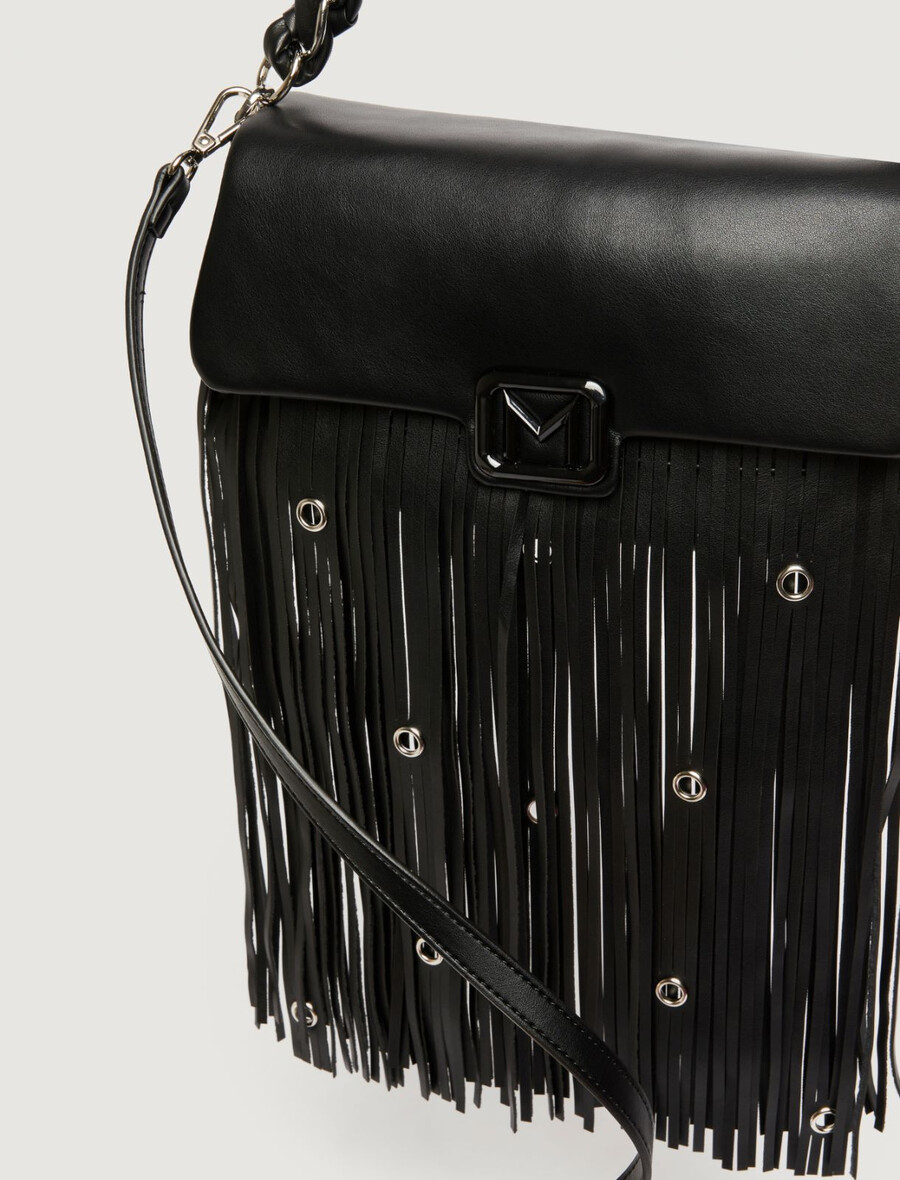 borsa media le muse con frange e occhielli - nera