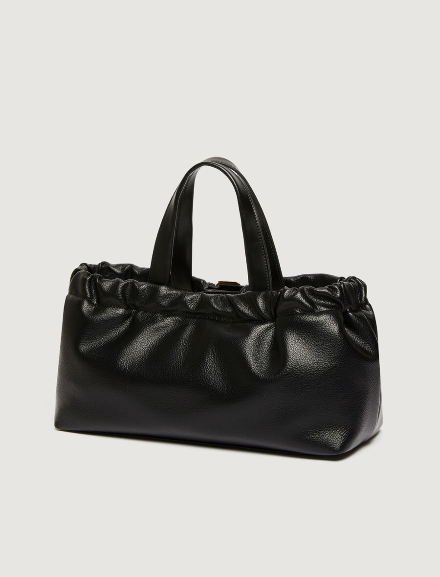 borsa tote orizzontale con dettaglio tracolla - nero