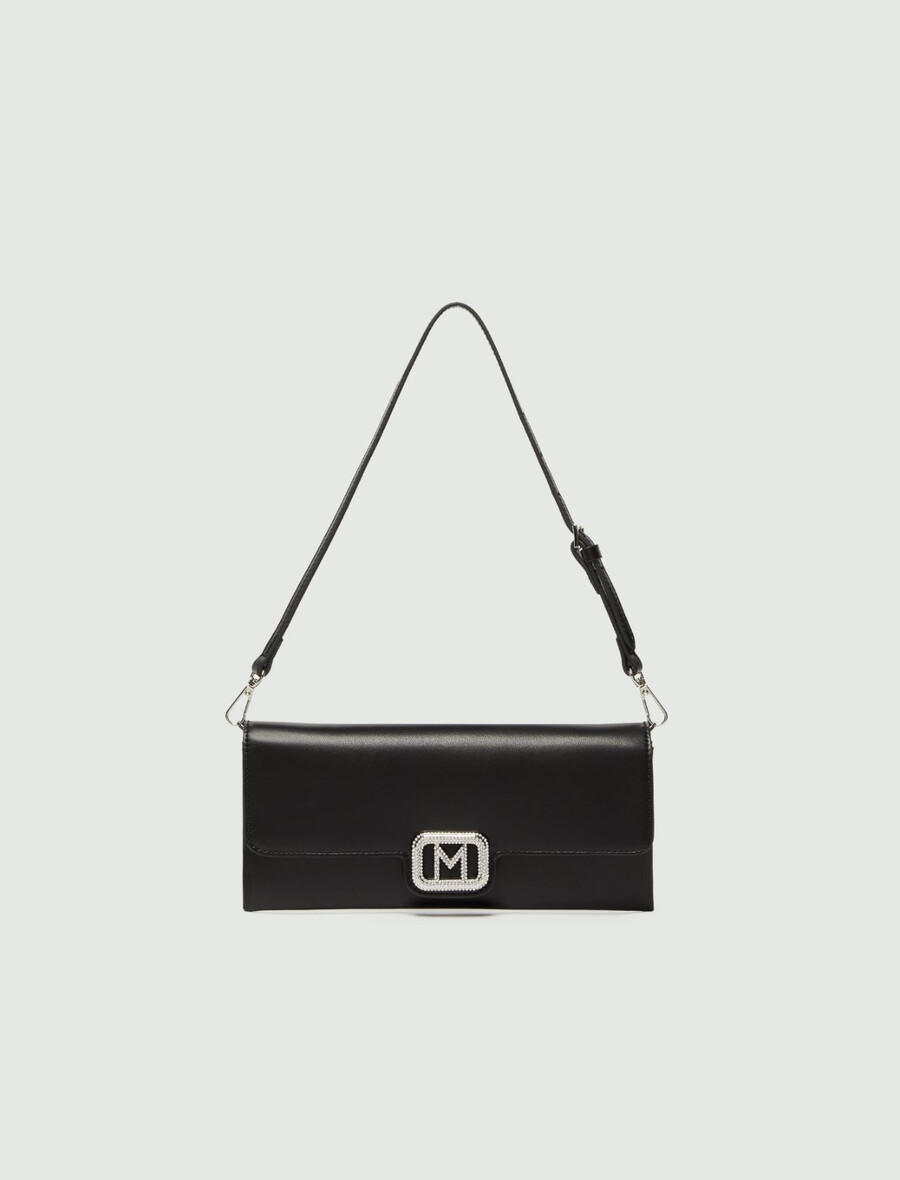 borsa a tracolla in pelle - nera