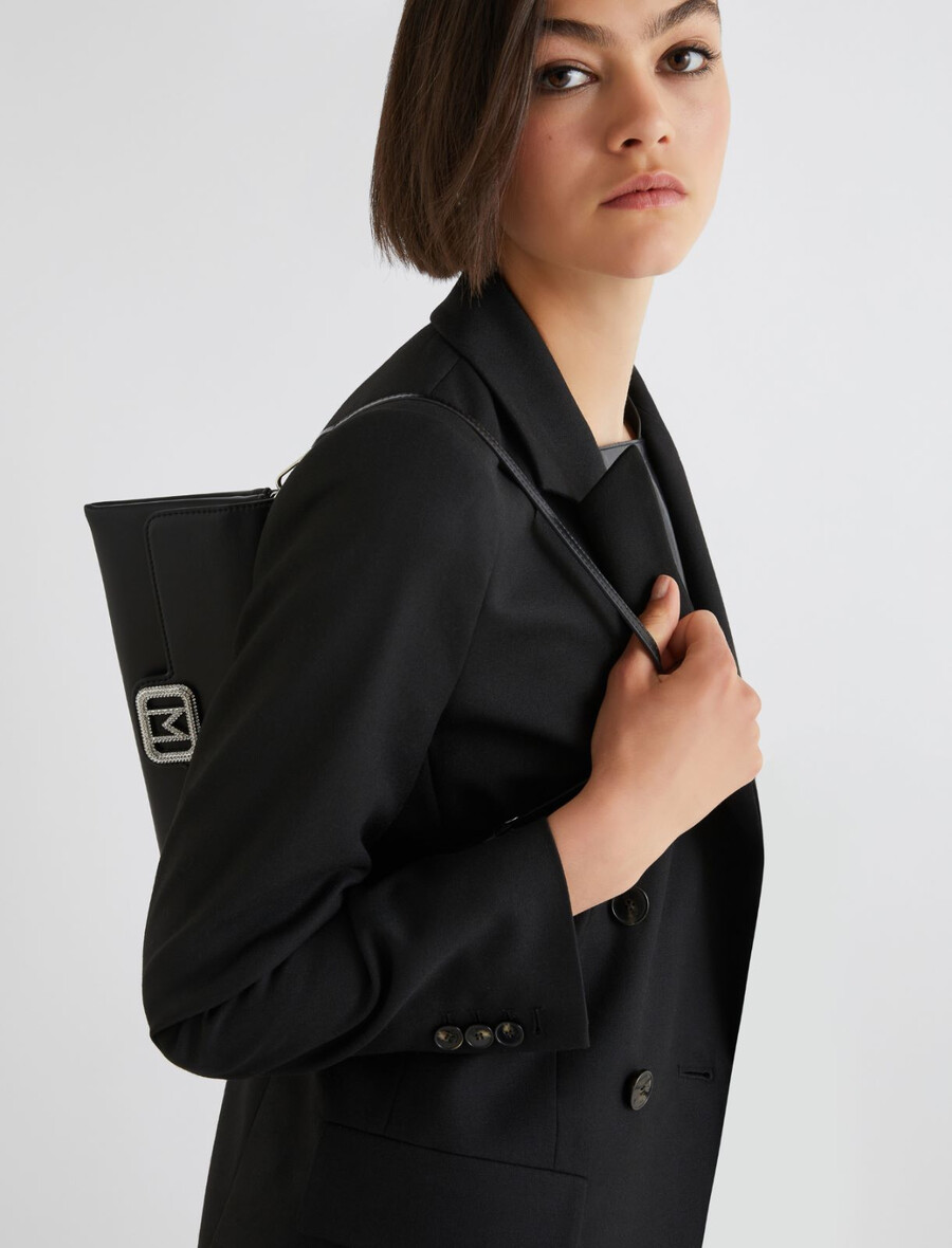 borsa a tracolla in pelle - nera