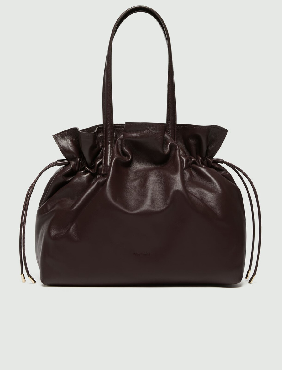 borsa tote in pelle nappa - bordeaux