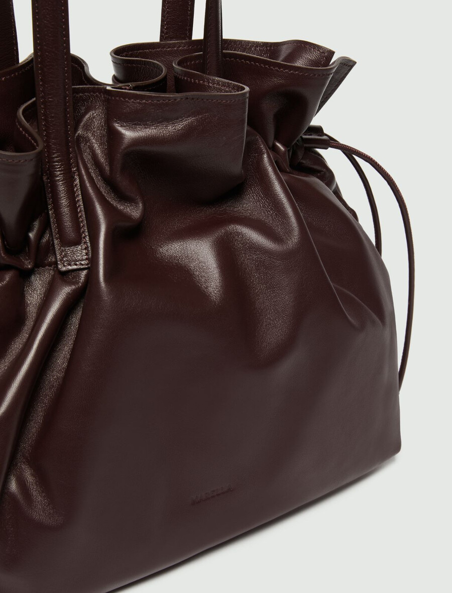 borsa tote in pelle nappa - bordeaux