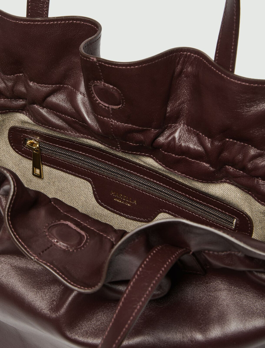 borsa tote in pelle nappa - bordeaux