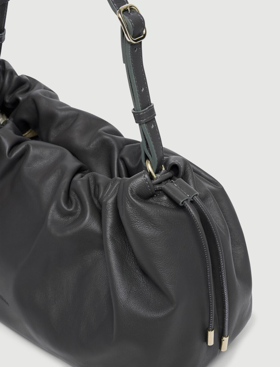 borsa a mano in pelle nappa - grigio scuro