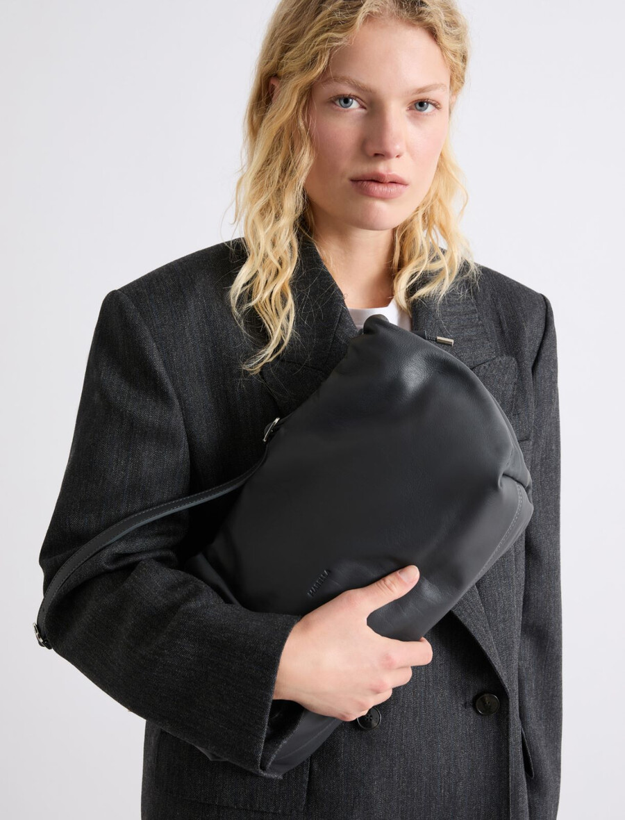 borsa a mano in pelle nappa - grigio scuro