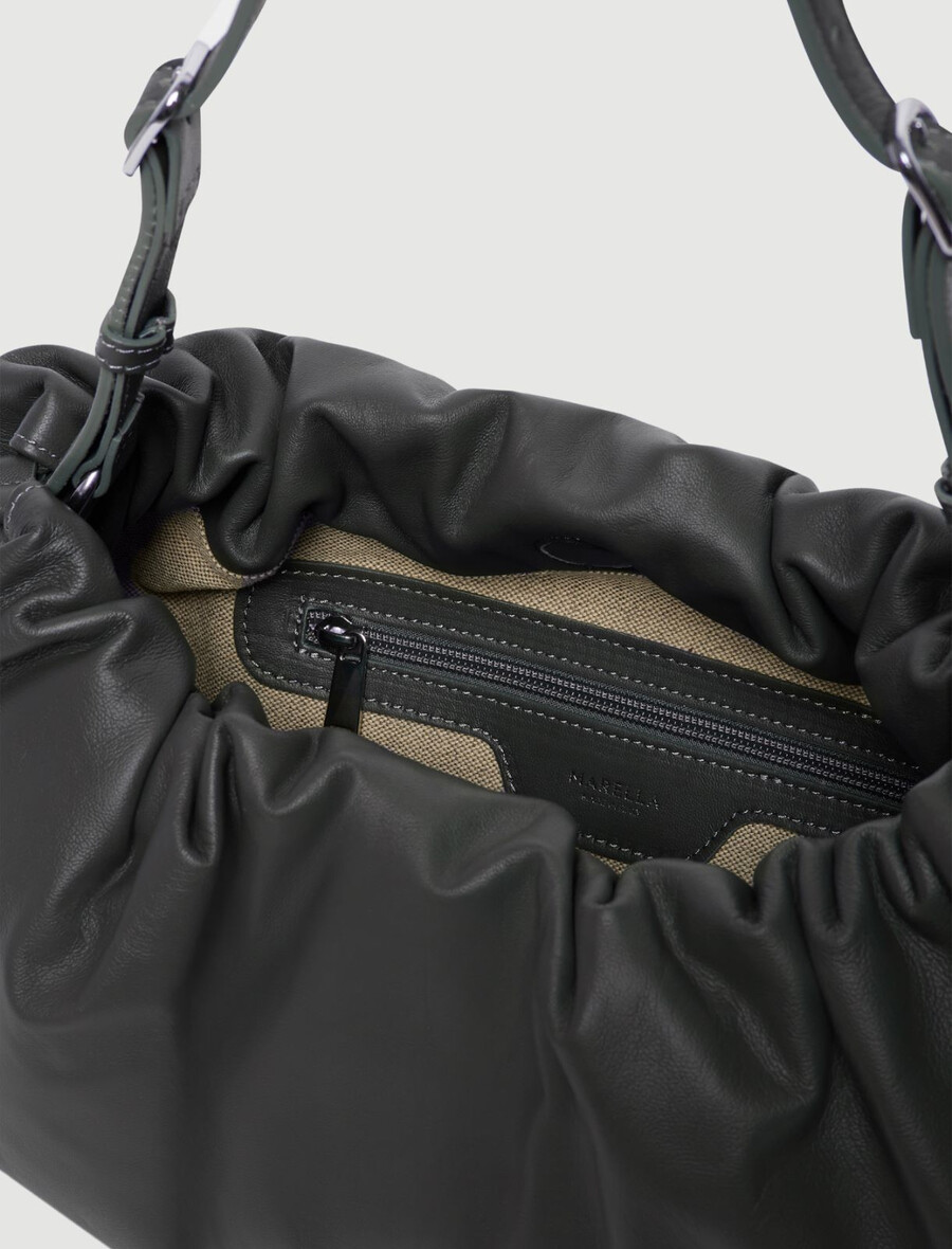 borsa a mano in pelle nappa - grigio scuro