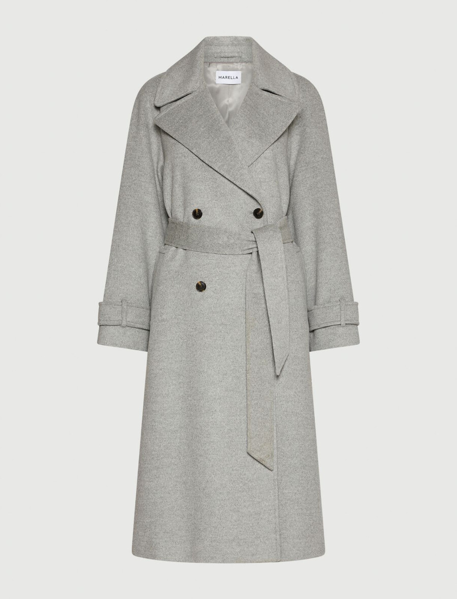 cappotto in panno di lana e cashmere - grigio melange