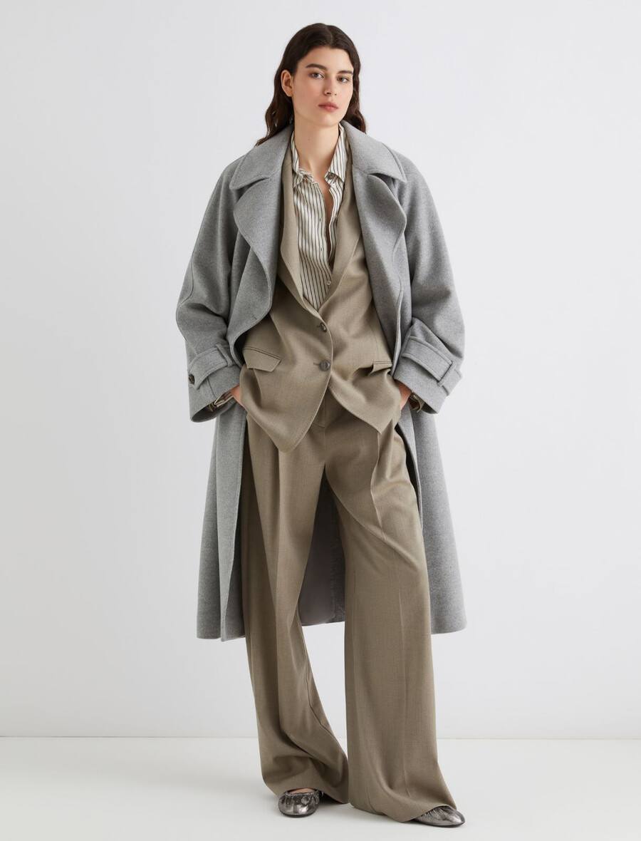 cappotto in panno di lana e cashmere - grigio melange