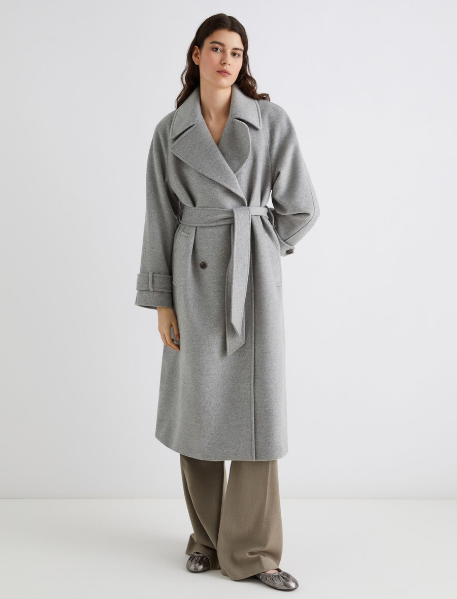 cappotto in panno di lana e cashmere - grigio melange