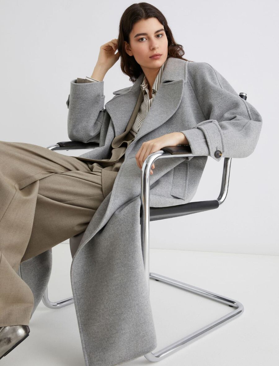 cappotto in panno di lana e cashmere - grigio melange