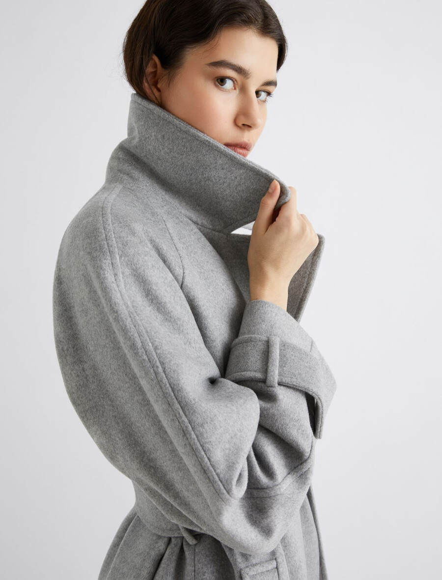 cappotto in panno di lana e cashmere - grigio melange