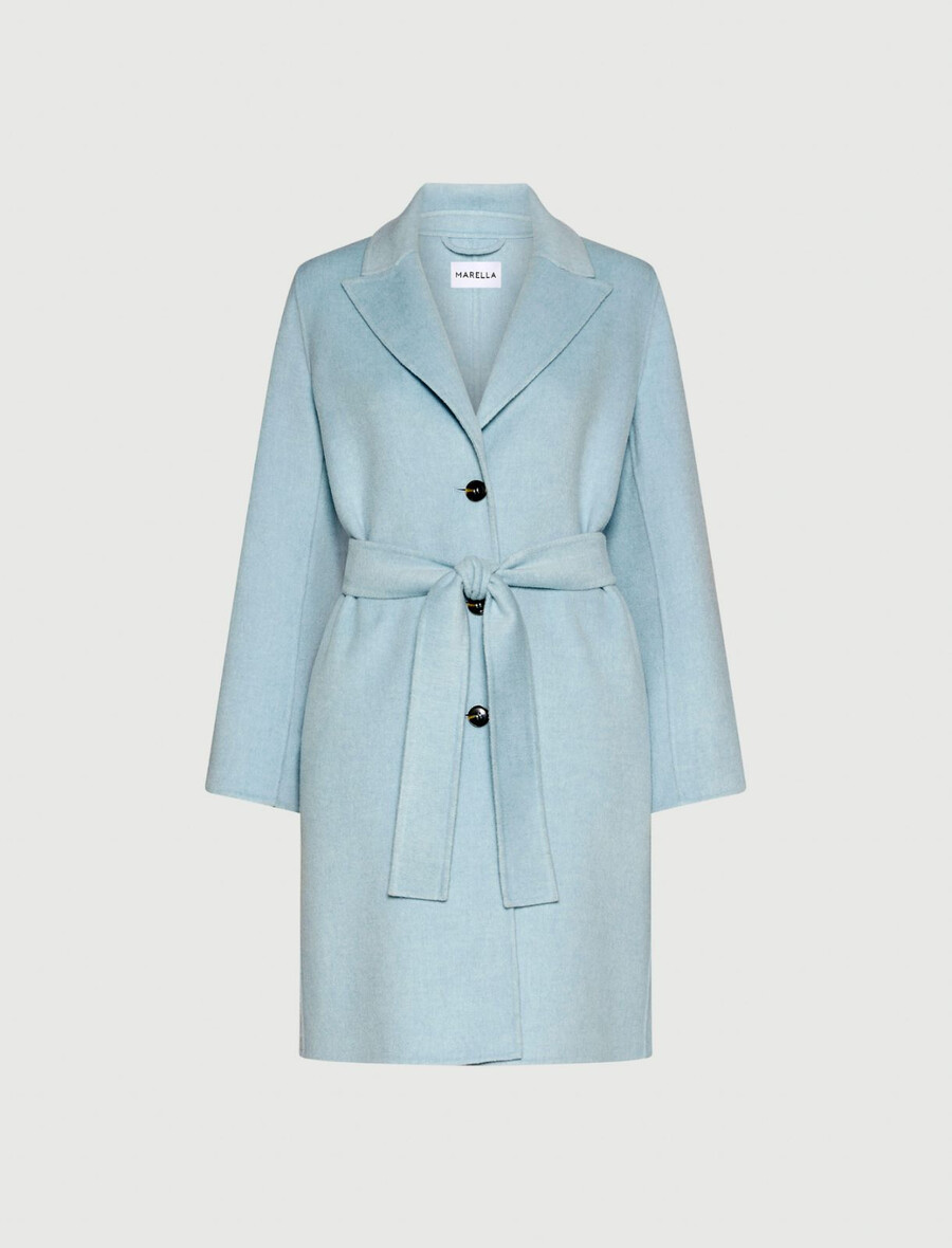 cappotto double face in misto lana - azzurro chiaro