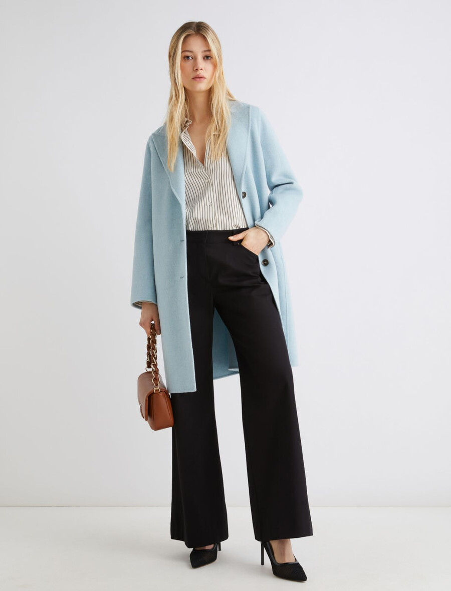 cappotto double face in misto lana - azzurro chiaro