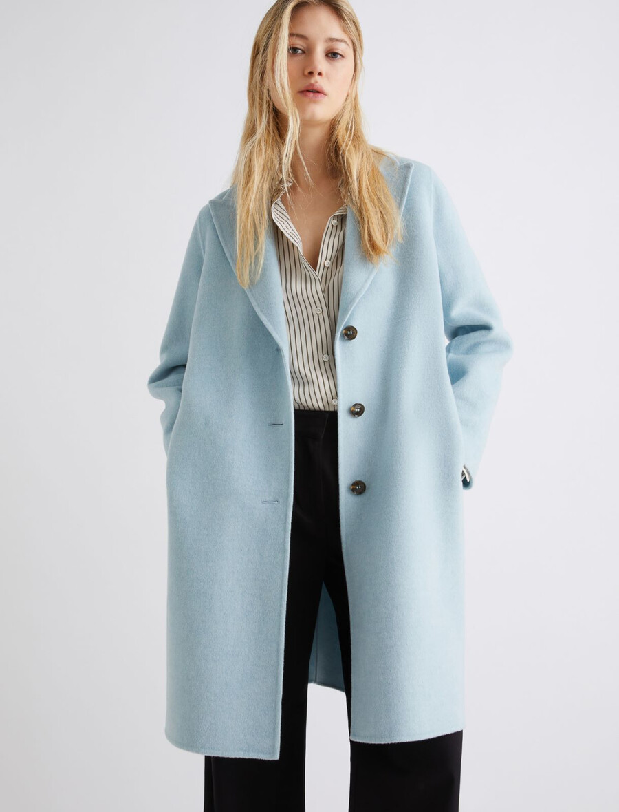 cappotto double face in misto lana - azzurro chiaro