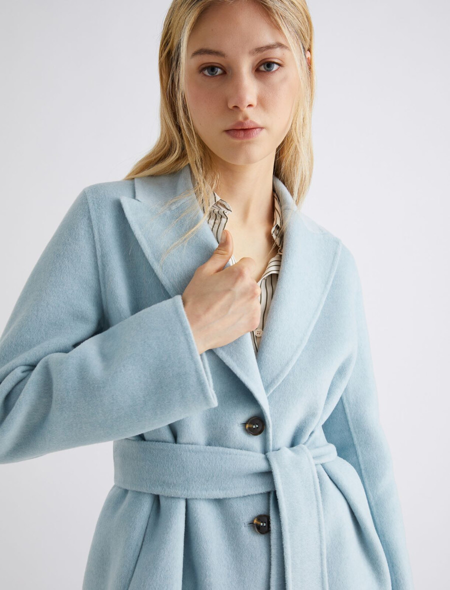 cappotto double face in misto lana - azzurro chiaro