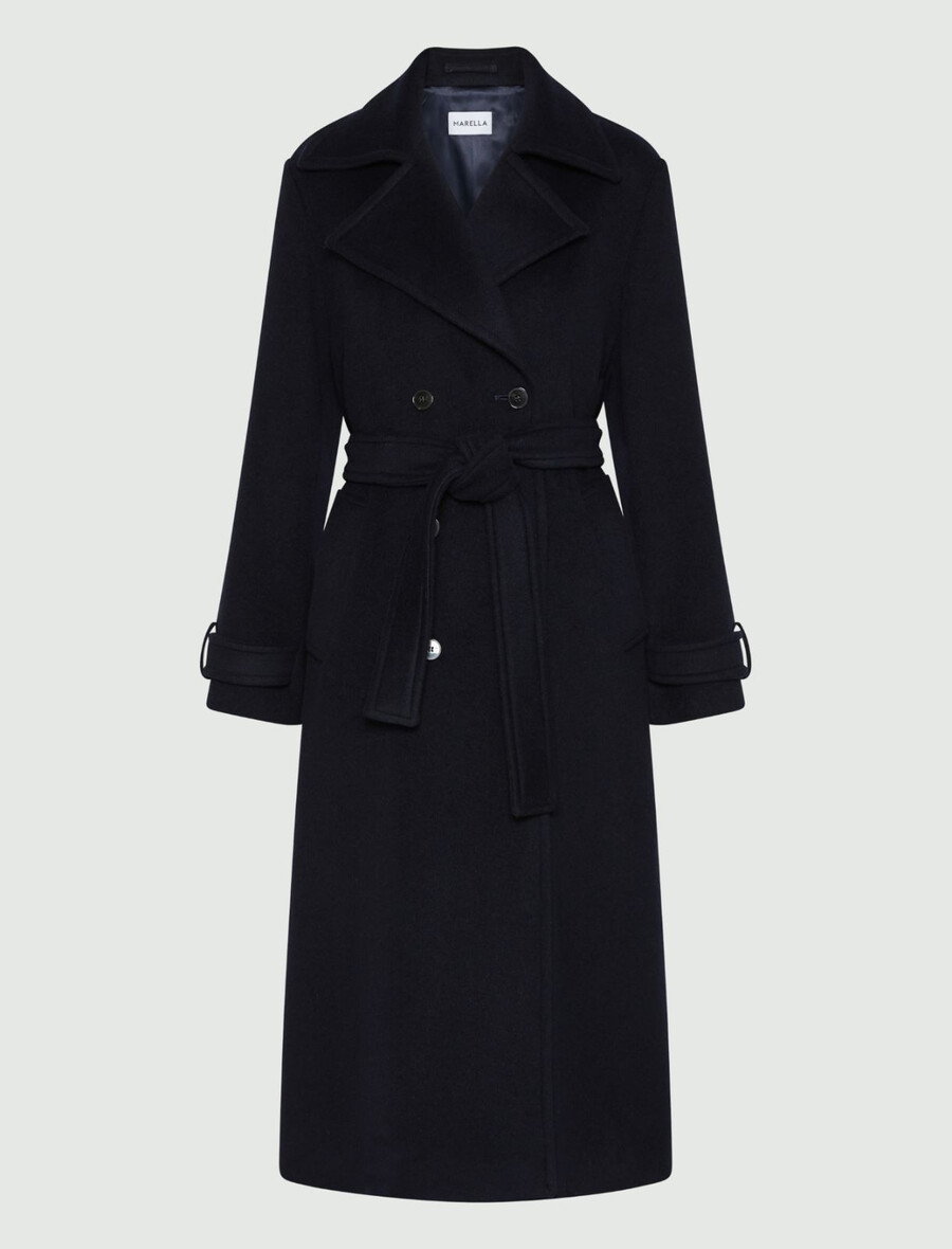 cappotto doppiopetto con dettaglio linguetta - navy