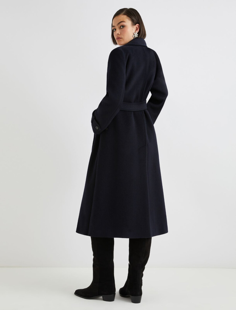 cappotto doppiopetto con dettaglio linguetta - navy
