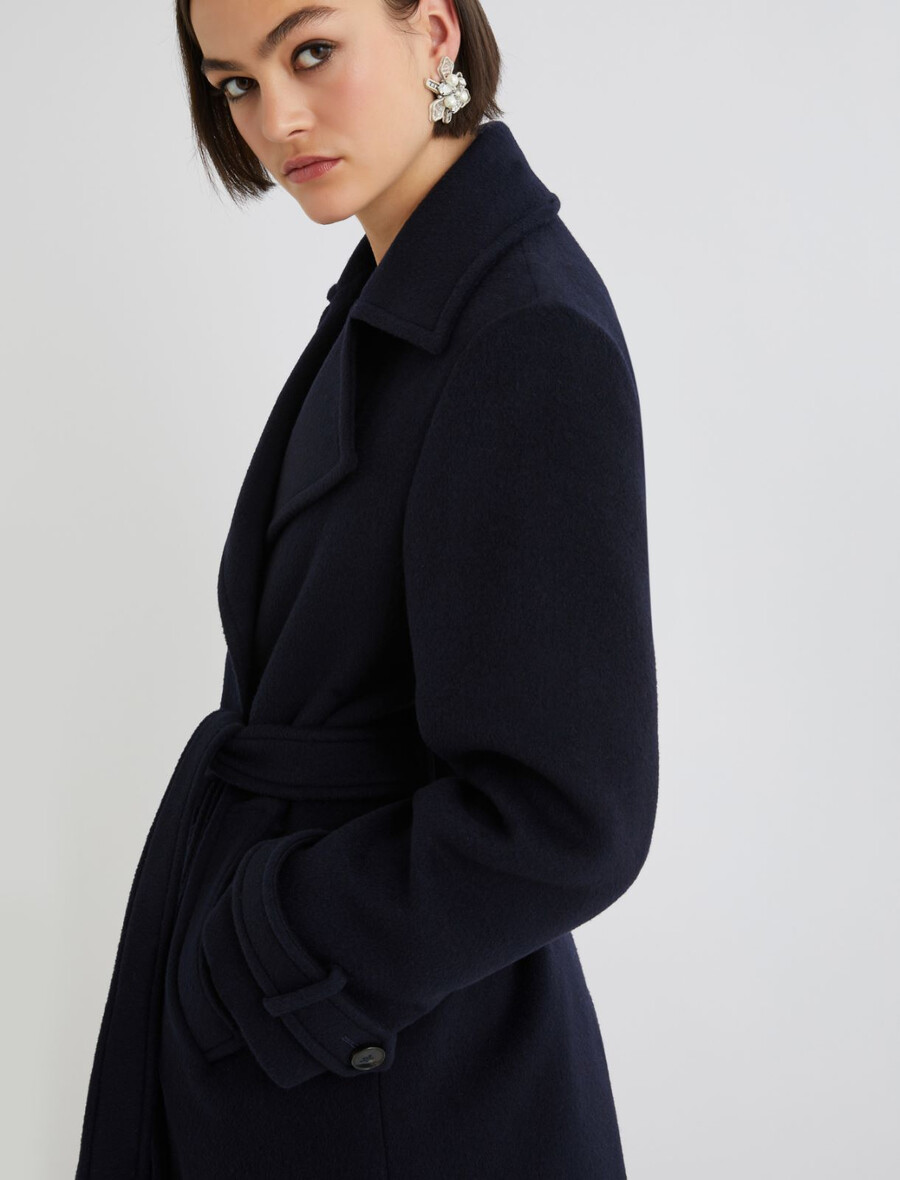 cappotto doppiopetto con dettaglio linguetta - navy