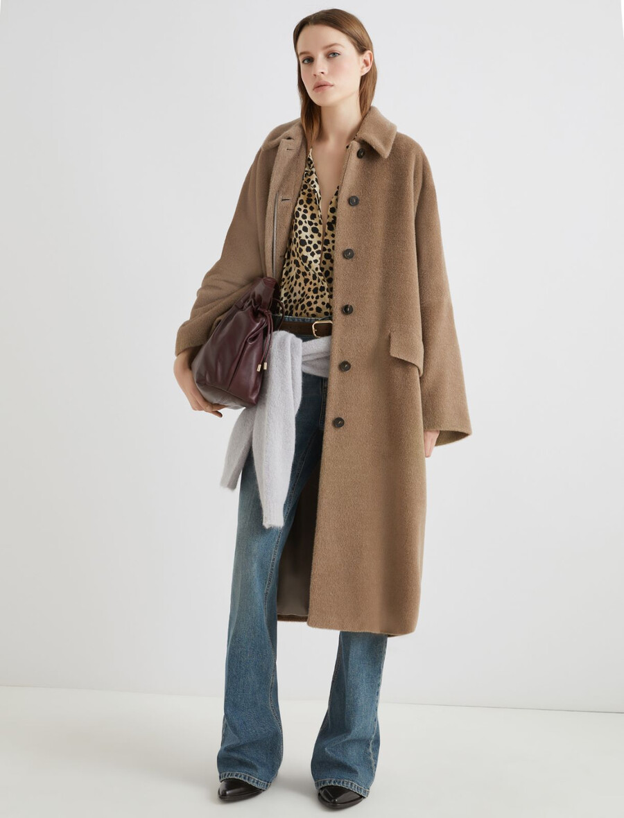 cappotto oversize in alpaca - turtledove