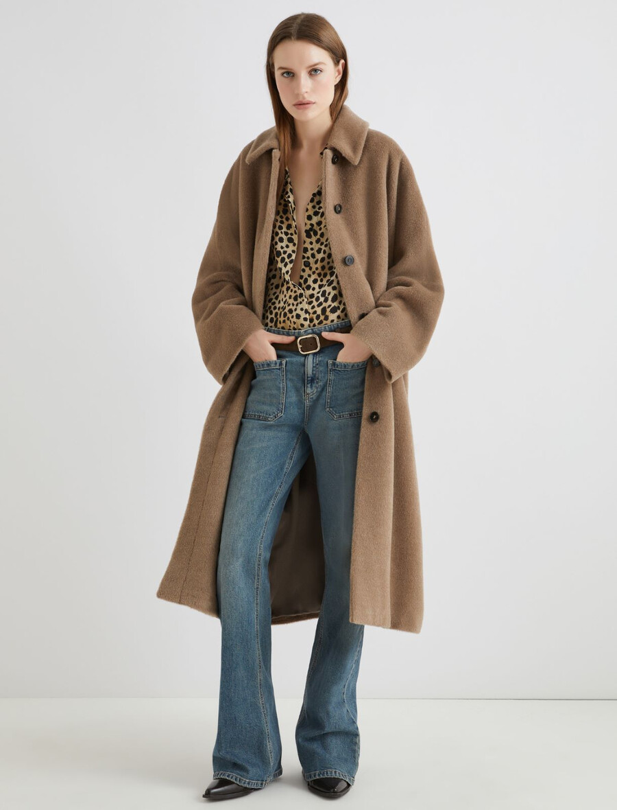 cappotto oversize in alpaca - turtledove