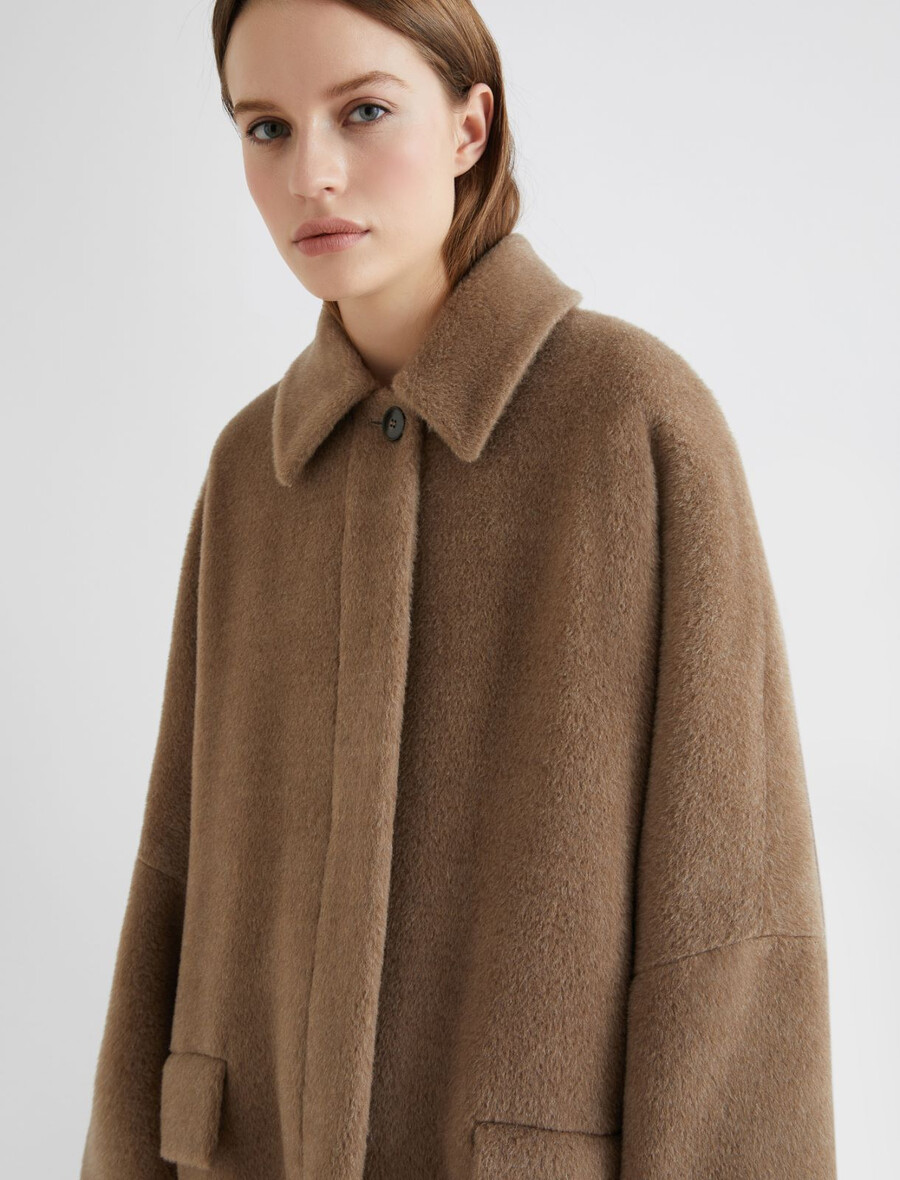 cappotto oversize in alpaca - turtledove