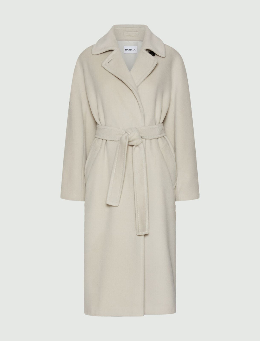 cappotto doppiopetto in panno di castoro - grigio perla