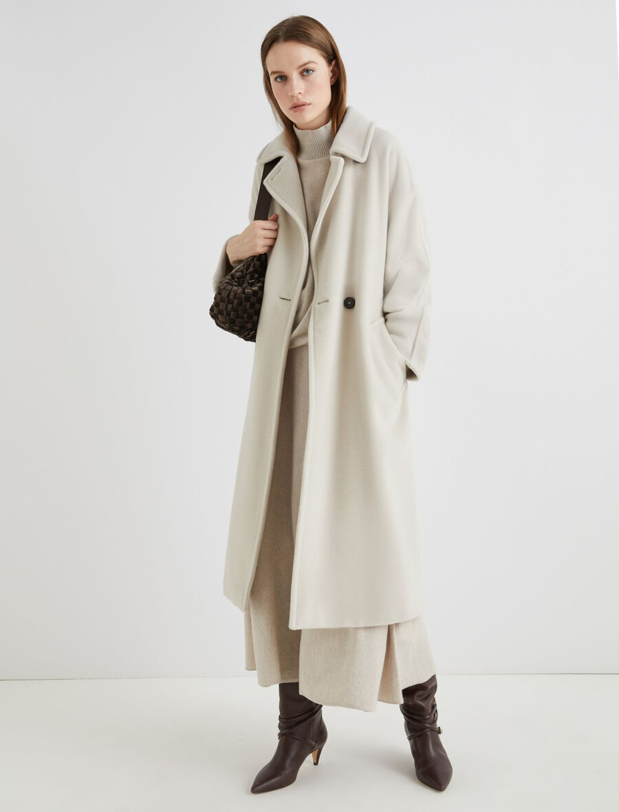 cappotto doppiopetto in panno di castoro - grigio perla