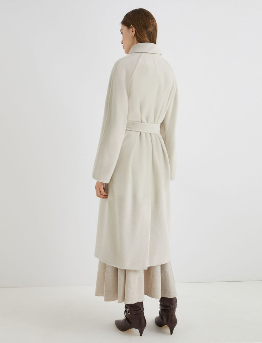 cappotto doppiopetto in panno di castoro - grigio perla