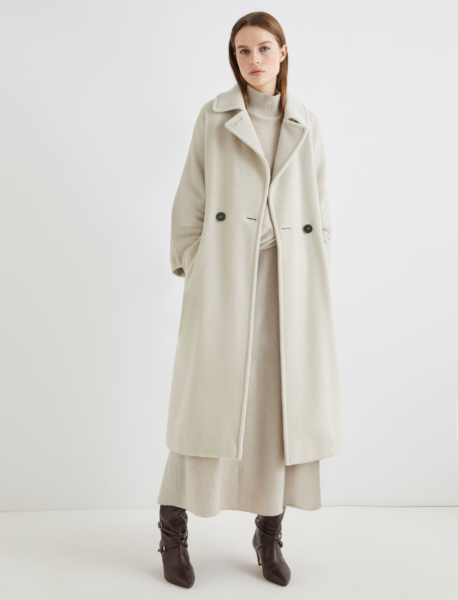 cappotto doppiopetto in panno di castoro - grigio perla