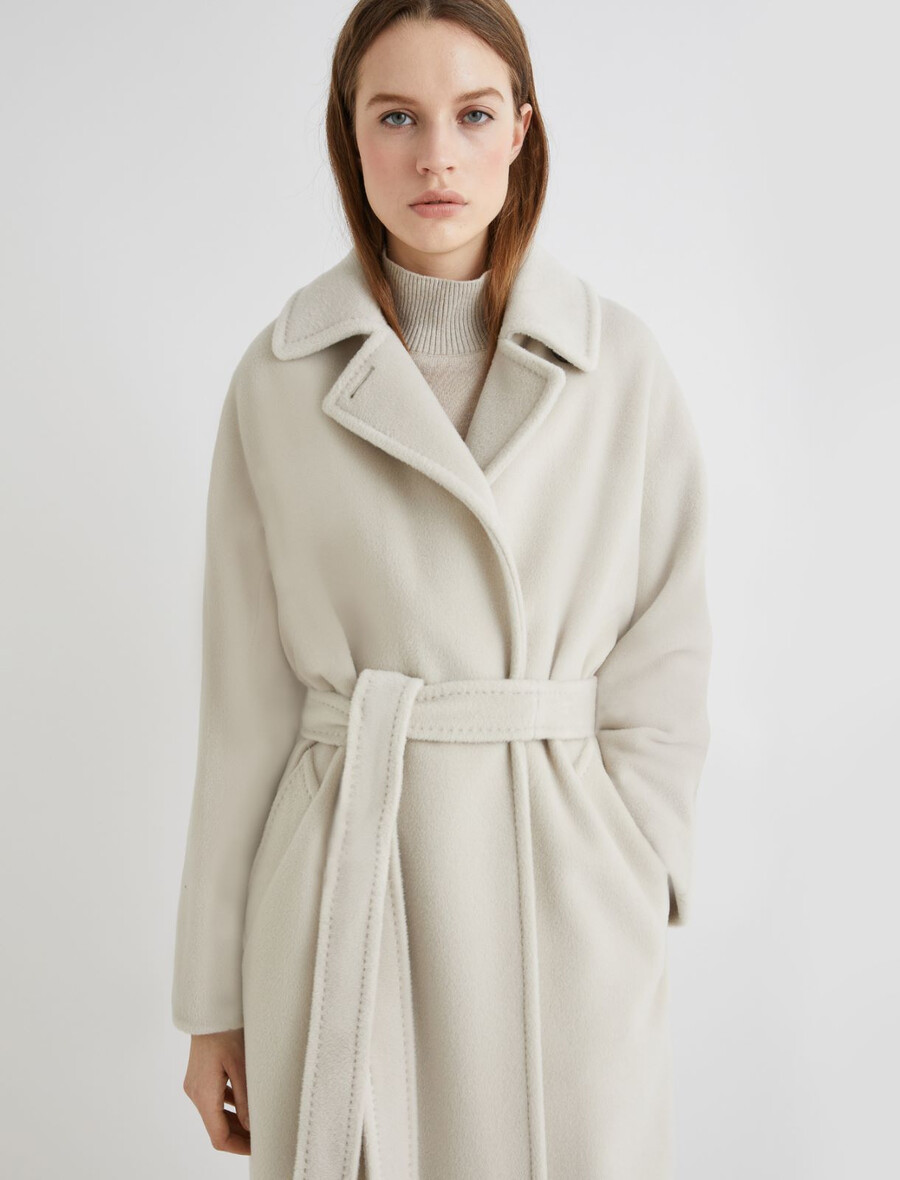 cappotto doppiopetto in panno di castoro - grigio perla