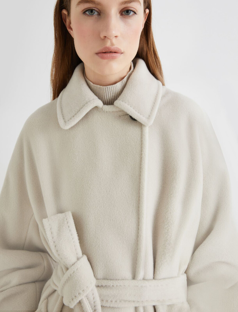 cappotto doppiopetto in panno di castoro - grigio perla