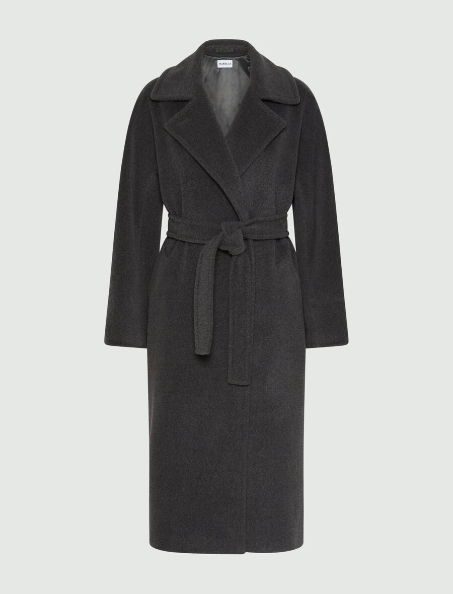 cappotto doppiopetto in panno di castoro - grigio melange