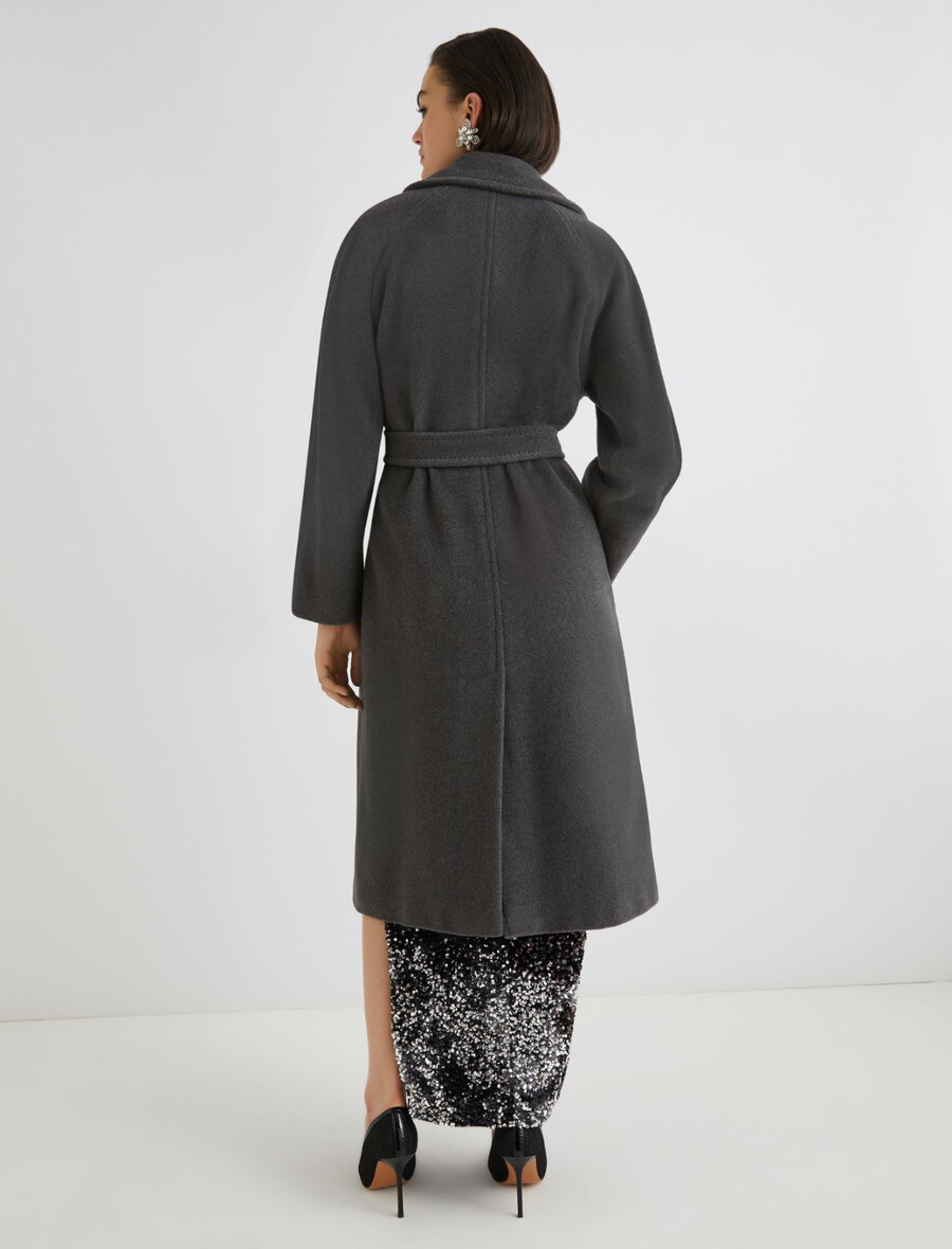 cappotto doppiopetto in panno di castoro - grigio melange