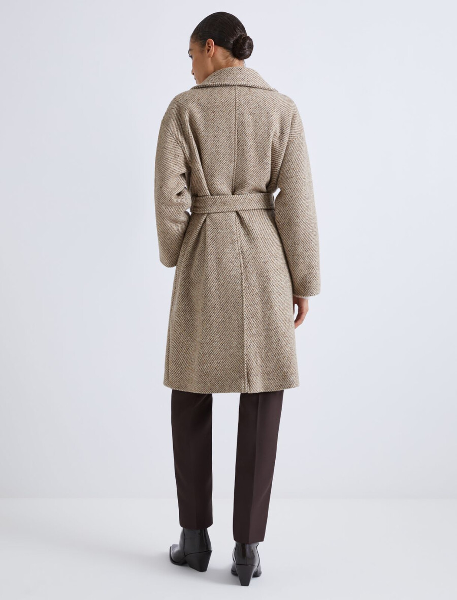 cappotto doppiopetto in alpaca - naturale