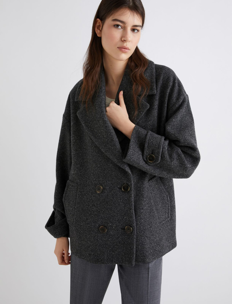 giacca pesante in tessuto a nodi - grigio ardesia