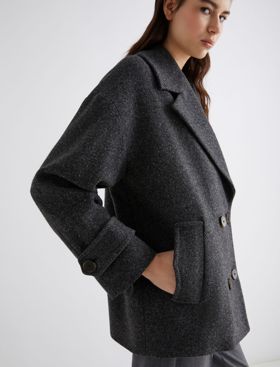 giacca pesante in tessuto a nodi - grigio ardesia