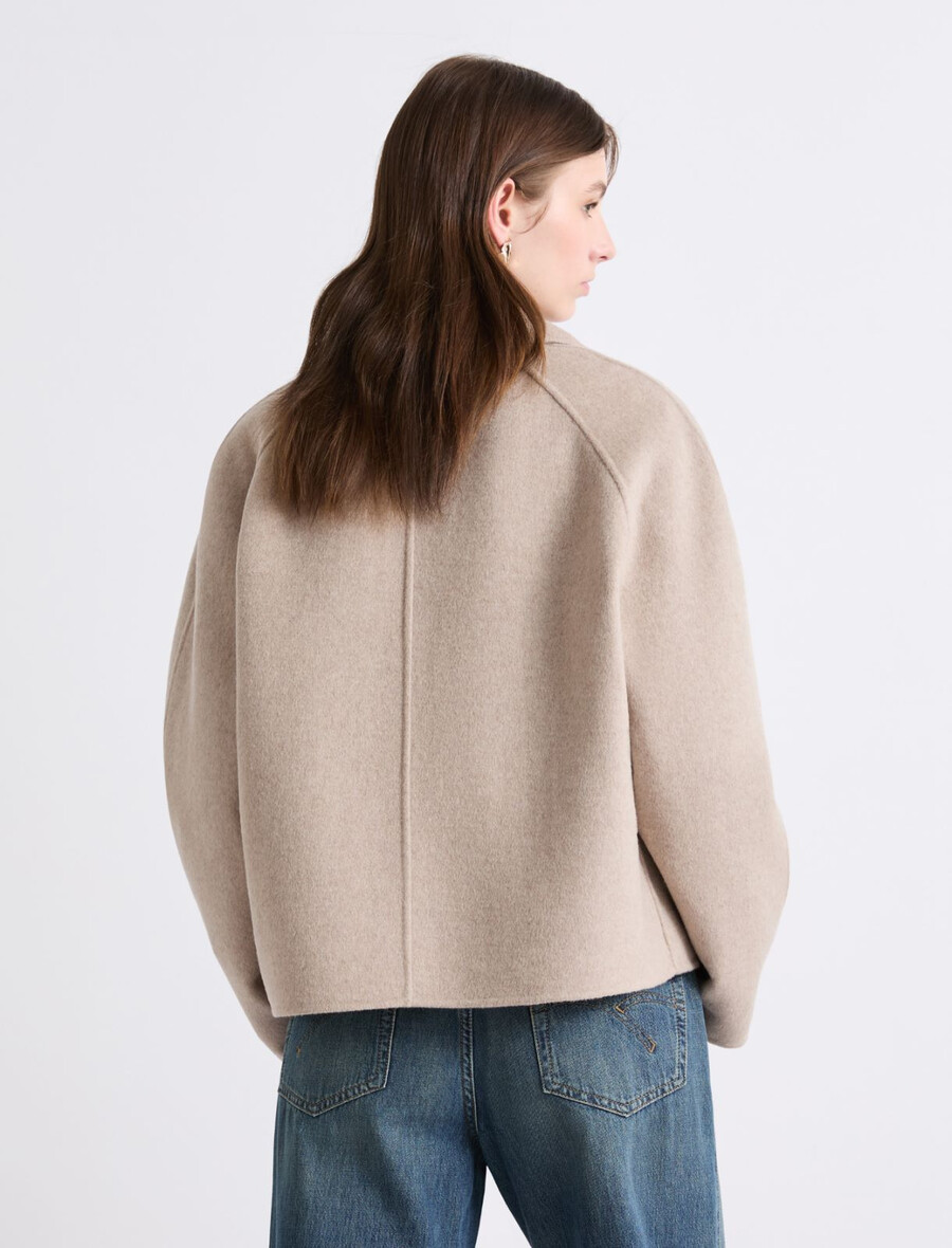 trench corto in doppio panno - crema