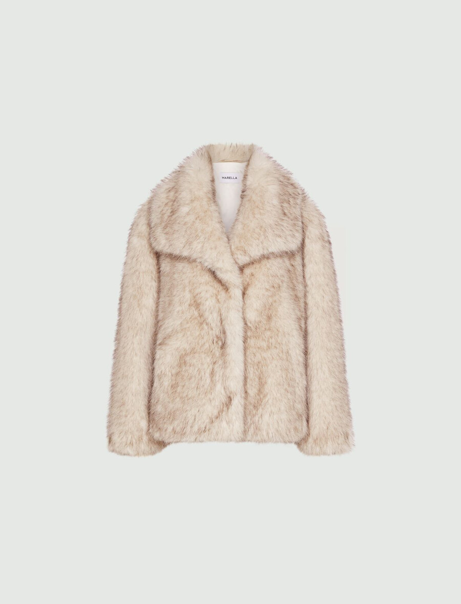 giacca oversize in tessuto peloso - beige