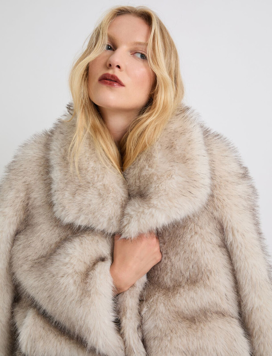 giacca oversize in tessuto peloso - beige