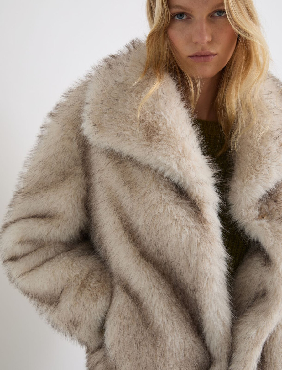 giacca oversize in tessuto peloso - beige