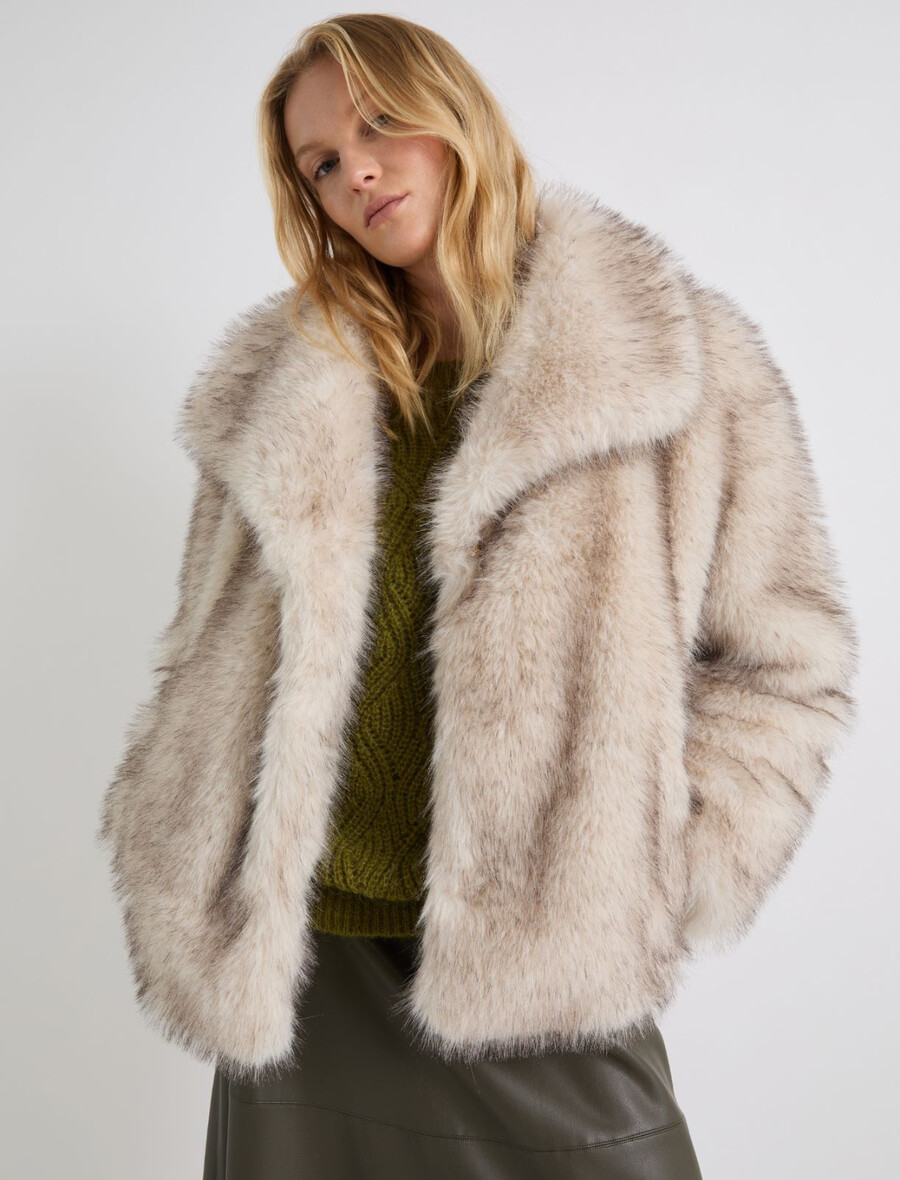 giacca oversize in tessuto peloso - beige