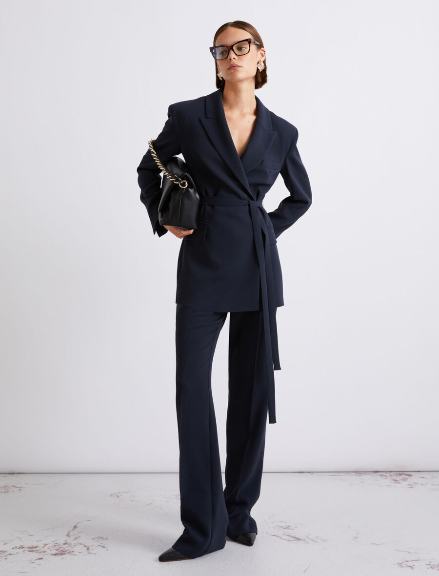 giacca in cady con cintura - navy