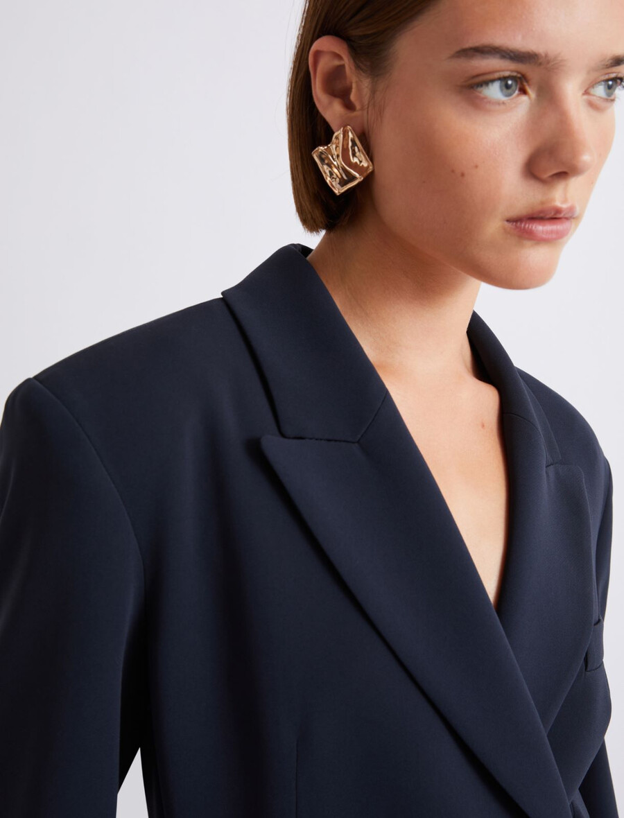 giacca in cady con cintura - navy