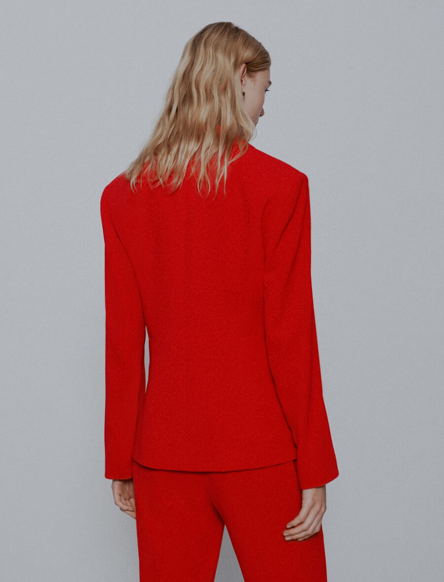 blazer semiaderente in envers satin - rosso