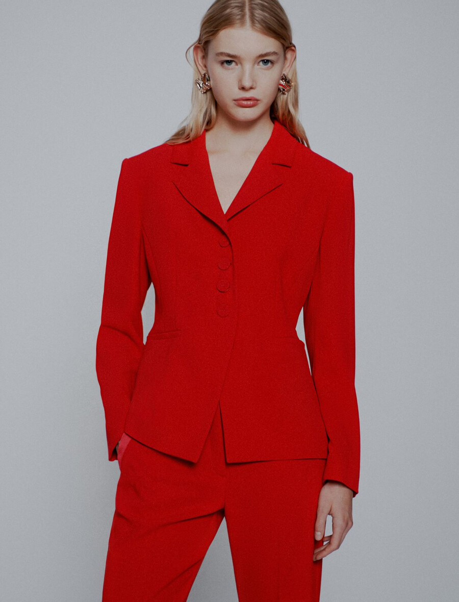 blazer semiaderente in envers satin - rosso