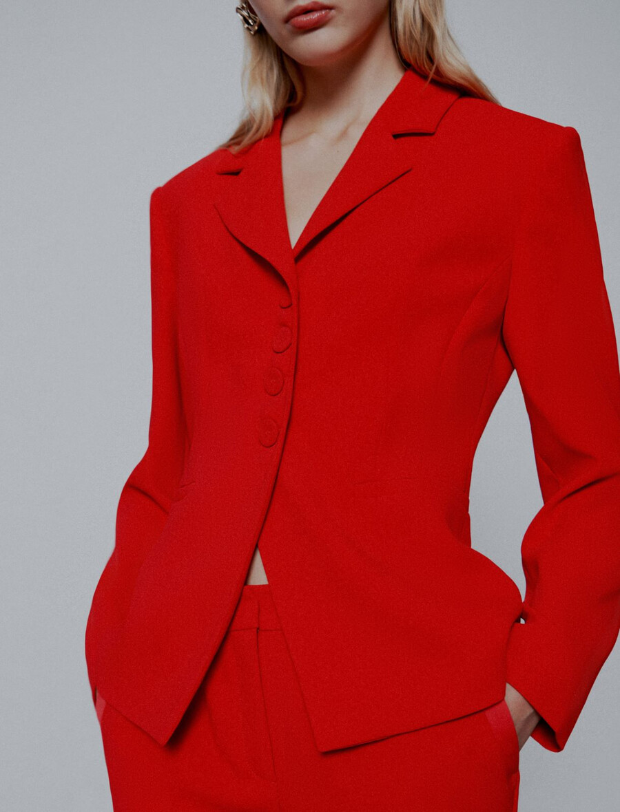 blazer semiaderente in envers satin - rosso
