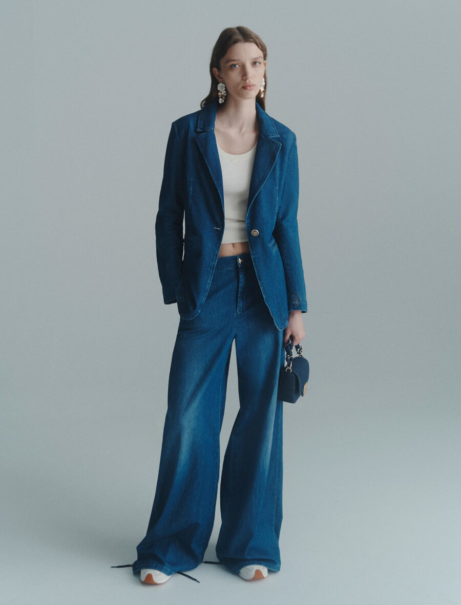 blazer in denim - blue jeans