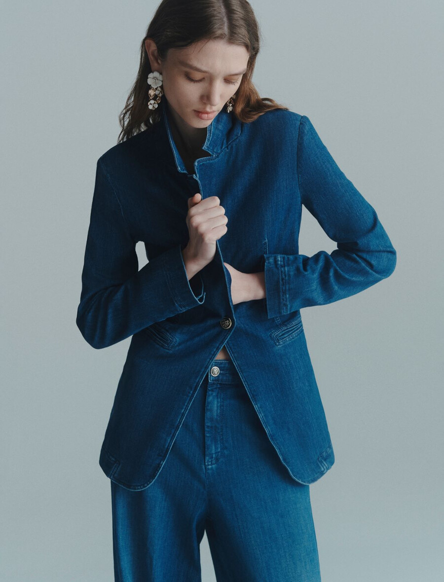 blazer in denim - blue jeans