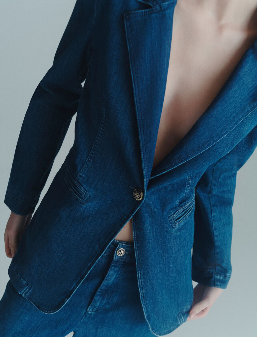 blazer in denim - blue jeans