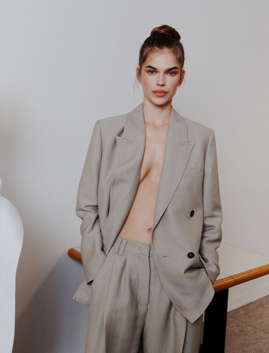 blazer oversize decostruito - grigio chiaro